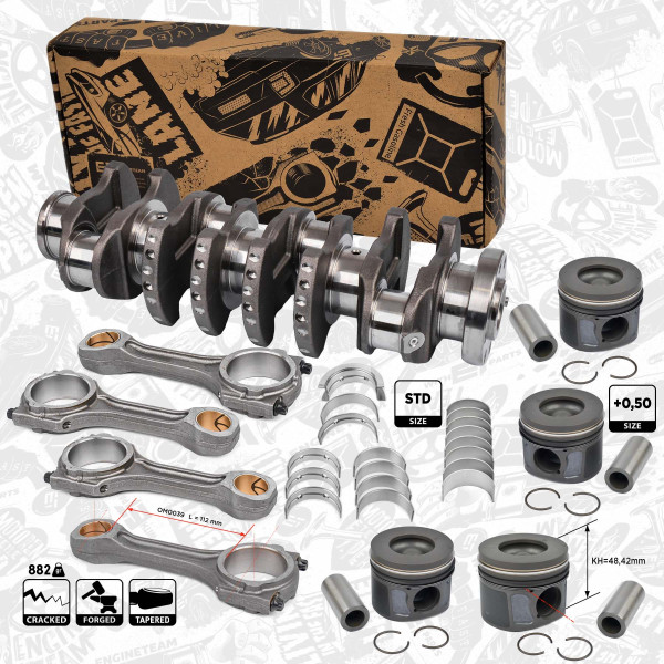 HK0207VR5, Crankshaft, Crankshaft, ET ENGINETEAM, Ford Transit, Citroen Jumper, Peugeot Boxer, Fiat Ducato 2,2HDI PUMA CVRA DRFA 2011+, 0603E3, BK2Q-6300-AA, 0603E4, YC1Q-6303-CB, 0603E5, YC1Q6303CB, BK2Q6300AA, 9676251280, 0603.E3, BB3Q-6200-AAA, 0603.E4, RFBB3Q-6200-AA, 0501L1, RFBB3Q6200AA, BB3Q6200AAA, XS7Q6211BA, 1347408, 1096238, 1099772, 1099876, 1143673, 1143842, 1214454, 2S7Q6333AA, 2S7Q6A338AA, 2S7Q6W332AA, XS7Q6333AB, XS7Q6337AB, XS7Q6A338AC, XS7Q6W331AB