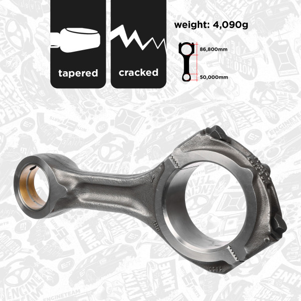 OM0002, Connecting Rod, Connecting rod, ET ENGINETEAM, Cursor 10/F3AE 0681/0684/0687/3681/3682/Euro 3/4/5, 500380287, 40010, 40011, 40010MEC, 500380284, 5801601161, 7.54604