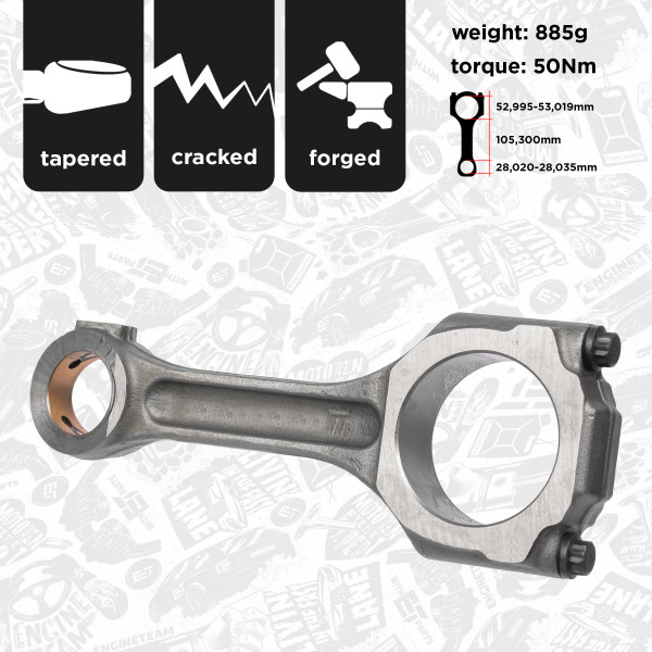 OM0027, Connecting Rod, Connecting rod, ET ENGINETEAM, Hyundai Grandeur/Santa Fé 2,2CRDi D4EB 2006+, 23510-27300, 2351027300, 42550, CO006400, 2351027000, 23510-27000, 2351027400, 23510-27400