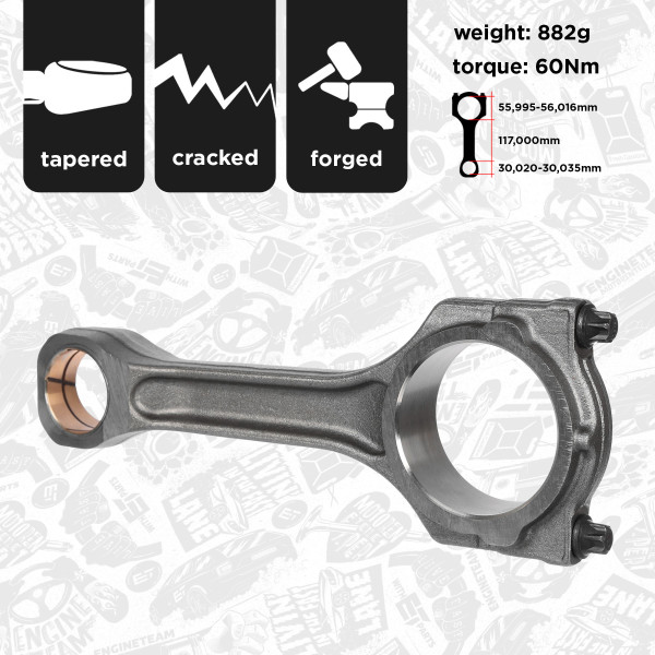 OM0031, Connecting Rod, Connecting rod, ET ENGINETEAM, Citroen Fiat Ford Peugeot 2,2DHDi TDCi 4HU 4HV PUMA 2004+, 1377618, 9659672280, 1377616, 9661857980, 1377620, 9661858180, 1S7Q-6200-CAA, 9667060880, 1S7Q-6200-CBA, 9667060980, 1S7Q-6200-CCA, 9667061080, 060397, 1S7Q6200CAA, 1S7Q6200CBA, 060398, 1S7Q6200CCA, 060399, 40045, CO001700, OM0040, 0603.E3, 0603.E4, 0603.E5, 0603E3, 0603E4, 0603E5