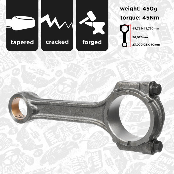 OM0032, Connecting Rod, Connecting rod, ET ENGINETEAM, Fiat Grande Punto Pada Idea Doblo 1.3 MJTD, 1557287, 55208624, 73501229, 9S51-6200-BB, 40130, CO003600, 9S516200BB