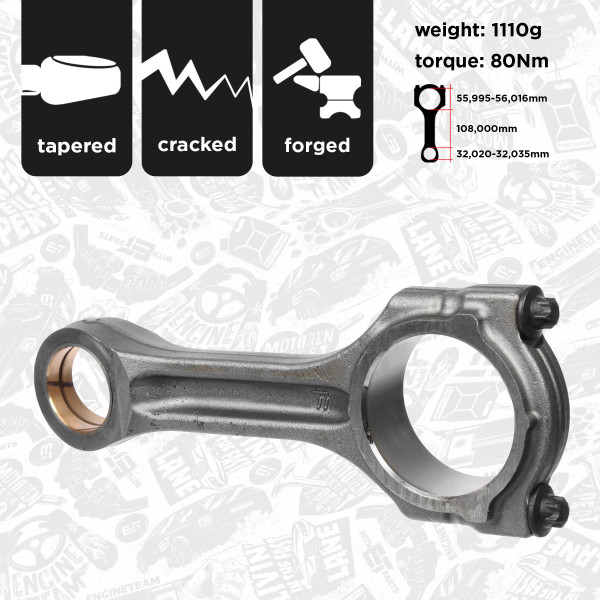 OM0056, Pleuel, Pleuel, ET ENGINETEAM, Ford Ranger Transit SAFA SAFB 3,2 TDCi 2011+, 7C186200BAA, 7C166200BAB