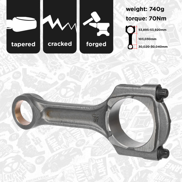 OM0062, Pleuel, Pleuel, ET ENGINETEAM, Fiat Opel Sedici Astra Insignia Zafira A20DTH 2,0 CDTI 2008+, 46472681, 55568466, 55597894, 42540, CO005900
