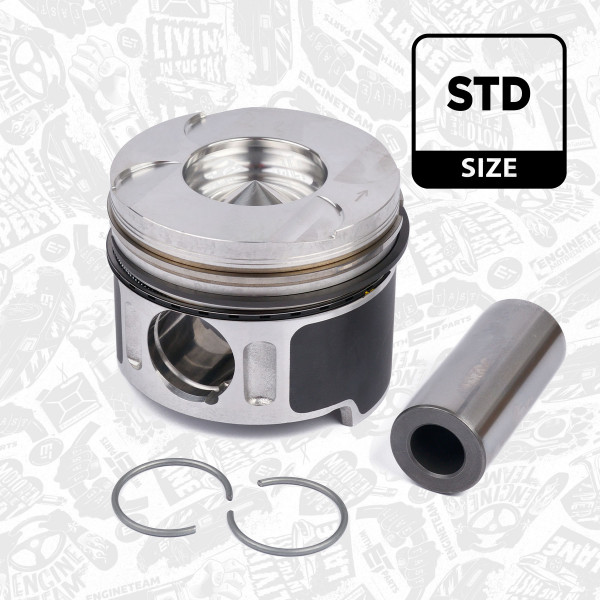 PM001600, Piston, Complete piston with rings and pin, ET ENGINETEAM, Mercedes Vito Sprinter 2,2CDI OM611 OM612 OM613 2000+, 6110300717, 6130300117, 6130300217, 0045700, 010320611000, 854540, 87-117900-00, 97409600, 71-1089-00, 854540MEC