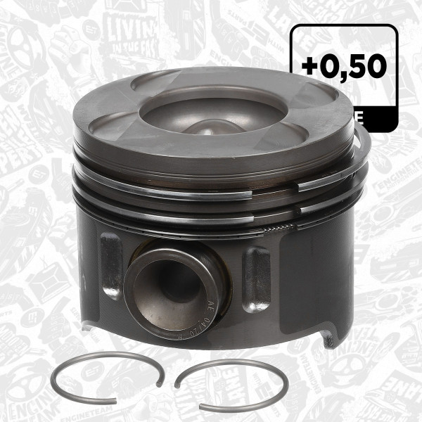 PM001750, Piston, Complete piston with rings and pin, ET ENGINETEAM, 001PI00105002, 87-428707-00