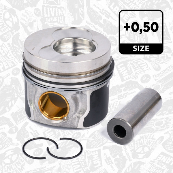 PM001850, Piston, Complete piston with rings and pin, ET ENGINETEAM, Skoda VW Audi Seat 1,9TDI 2000-2009, 0308612, 99470620, 71-5048-50