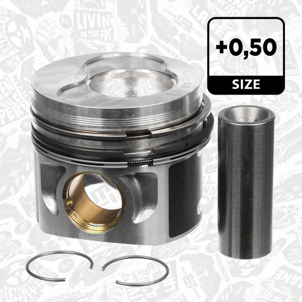 PM001850, Piston, Complete piston with rings and pin, ET ENGINETEAM, Skoda VW Audi Seat 1,9TDI 2000-2009, 0308612, 99470620, 71-5048-50