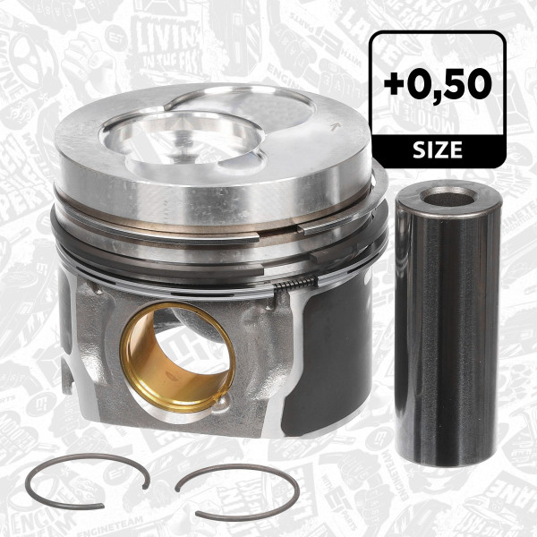 PM001950, Kolben, Kolben komplett mit Ringen und Bolzen, ET ENGINETEAM, Skoda VW Audi Seat 1,9TDI 2000-2009, 0308702, 99471620, 71-5049-50