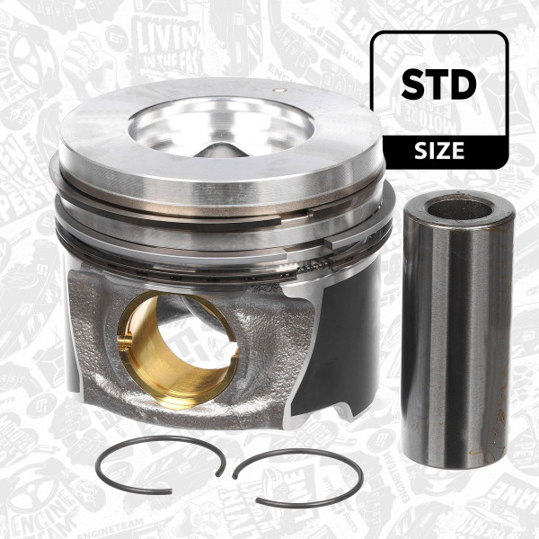 PM002800, Piston, Complete piston with rings and pin, ET ENGINETEAM, Hyundai i30/Santa Fé/Tucson, Kia Carens/Sportage 2,0CRDi D3EA/D4EA 2001+, 23410-27901, 23410-27903, 23410-27904, 23410-27921, 23410-27923, 23410-27924, 87-431900-00, 2341027901, 71245600, 71-2456-00