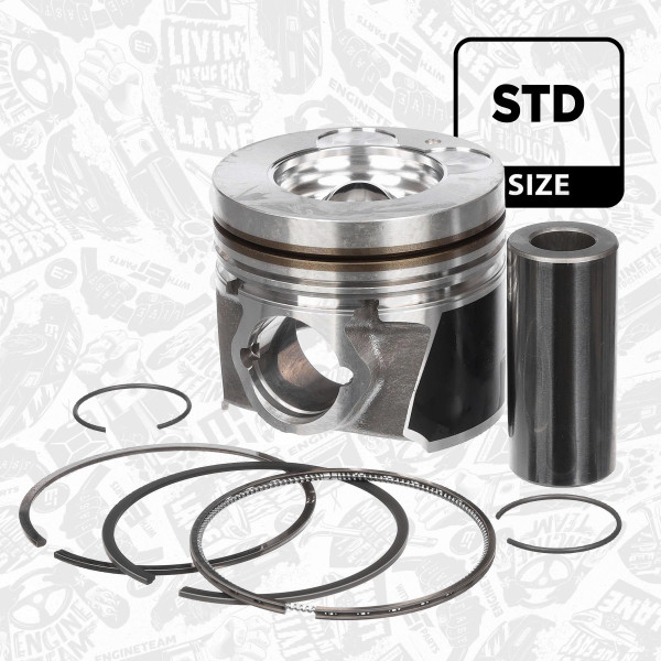 PM004100, Piston, Complete piston with rings and pin, ET ENGINETEAM, Hyudai i20/i30/Elantra, Kia Carens/Ceed/Soul/Venga 1,6CRDi D4FB 2005+, 23410-2A961, 23410-2A962, 23410-2A963, 23410-2A964, 23410-2A965, 87-434200-00, 23040-2A960, 407721DB