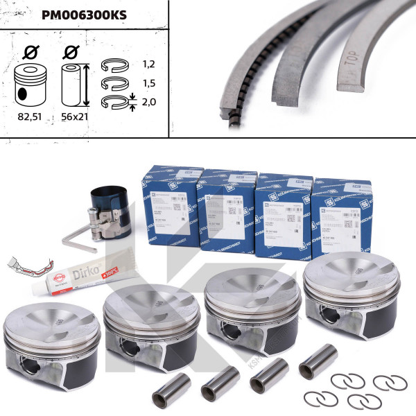 PM006300KS, Piston, Repair set - complete piston with rings and pin (for 1 engine), KOLBENSCHMIDT, 40247600S, 06H107065AB, 06H107099AM, 06H107065AM, 06H107065BE, 06J107065AH, 028PI00119000, 40247600
