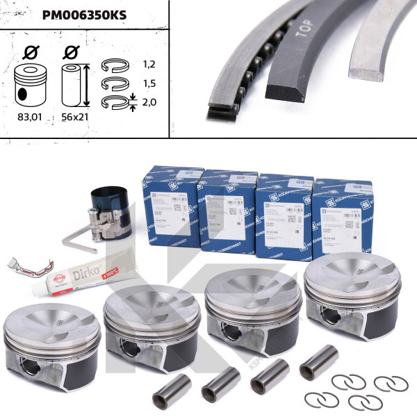 PM006350KS, Piston, Repair set - complete piston with rings and pin (for 1 engine), KOLBENSCHMIDT, 40247620S, 40247620