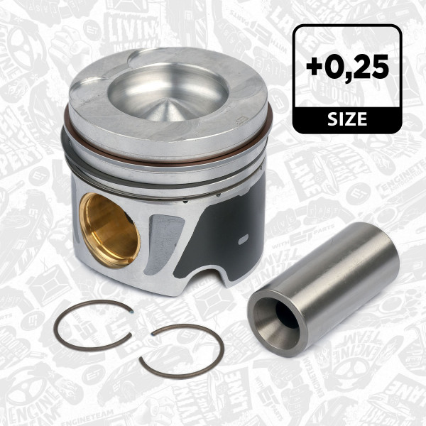 PM006525, Piston, Complete piston with rings and pin, ET ENGINETEAM, Mercedes Sprinter Vito 2,2CDi OM651 2007+