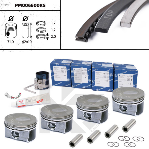 PM006600KS, Piston, Repair set - complete piston with rings and pin (for 1 engine), KOLBENSCHMIDT, 41257600S, 03F107065F, 03F107065G, 03F107065A, 03F107065D, 028PI00130000, 41257600