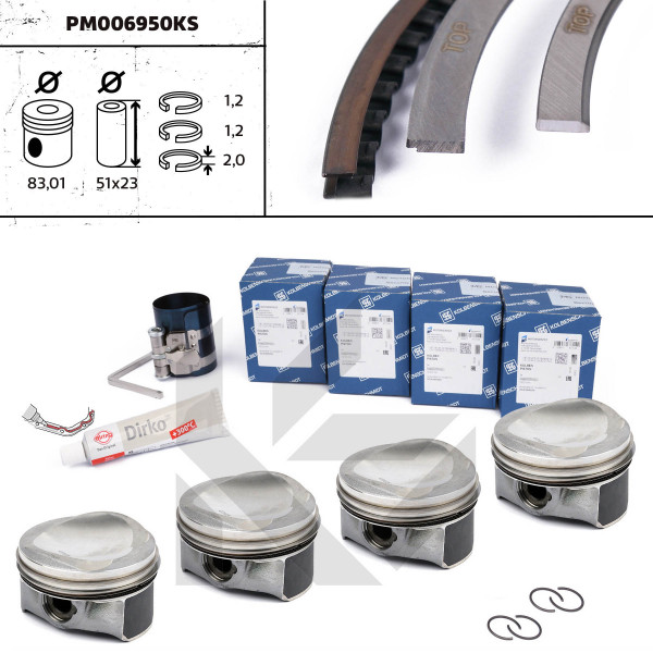 PM006950KS, Piston, Repair set - complete piston with rings and pin (for 1 engine), KOLBENSCHMIDT, 41197620S, 41197620