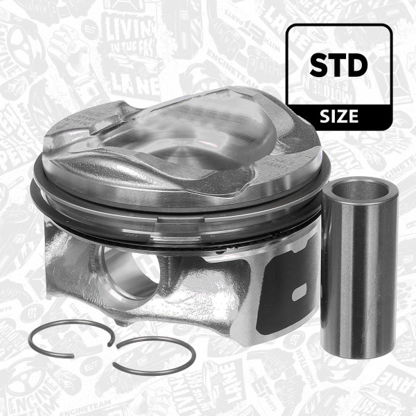 PM008400, Piston, Complete piston with rings and pin, ET ENGINETEAM, Ford Volvo C-Max II Focus III Mondeo S60 II V40 V60 1,6 EcoBoost T4 T3 JQDA JQMB 2010+, 1840289, CJ5Z6108A, CJ5Z-6108-A, 40883600