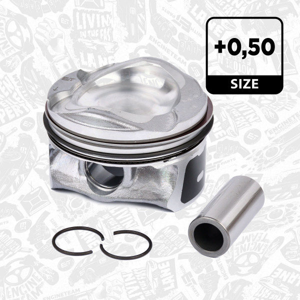 PM008450, Piston, Complete piston with rings and pin, ET ENGINETEAM, Ford Volvo C-Max II Focus III Mondeo S60 II V40 V60 1,6 EcoBoost T4 T3 JQDA JQMB 2010+