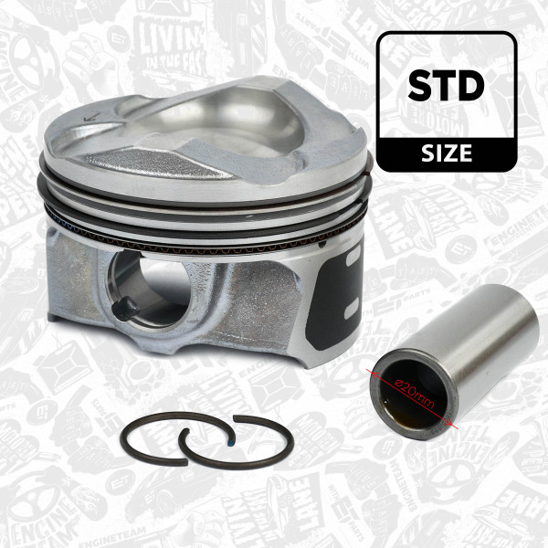 PM008500, Piston, Complete piston with rings and pin, ET ENGINETEAM, Ford B-Max C-Max Fiesta Focus Transit Courier Mondeo M2D2 M2GA SFCB 1,0 EcoBoost 2012+, 41949600, 854250, 857020