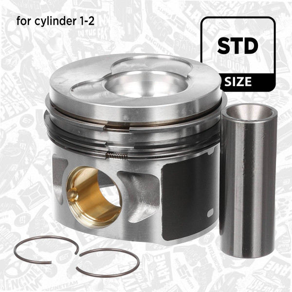 PM009500, Piston, Complete piston with rings and pin, ET ENGINETEAM, Audi Seat Skoda VW A3 Alhambra Octavia II Caddy III 2,0TDI BMM BSS 2005+, 038107065HE, 038107065HM, 038107065KJ, 038107065KL, 0280600, 40408600, 87-139500-10