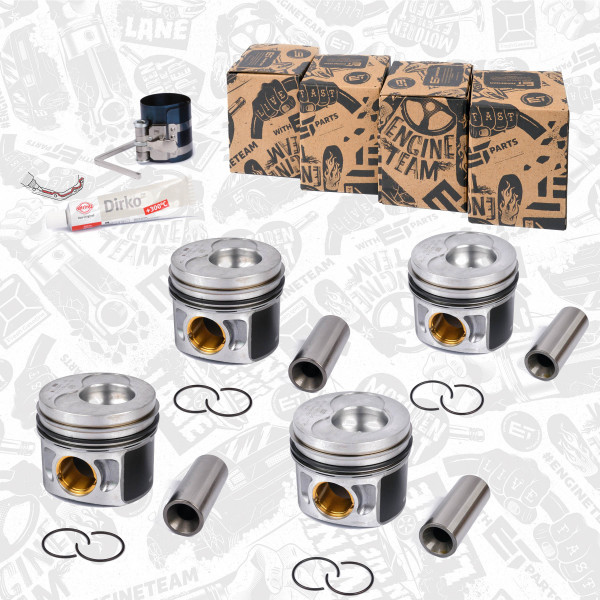 PM009900ET, Piston, Repair set - complete piston with rings and pin (for 1 engine), ET ENGINETEAM, Audi Seat Skoda VW A3 Alhambra Octavia II Caddy III 2,0TDI BMM BSS 2005+, 038107065HE, 038107065HM, 038107065KJ, 038107065KL, 038107065HF, 038107065HL, 038107065KK, 038107065KM