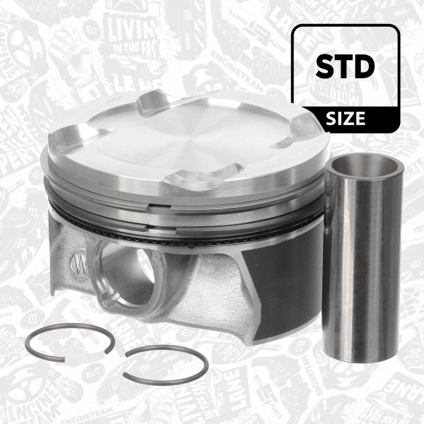 PM011200, Piston, Complete piston with rings and pin, ET ENGINETEAM, 121104786R, 121113364R, 081PI00125000