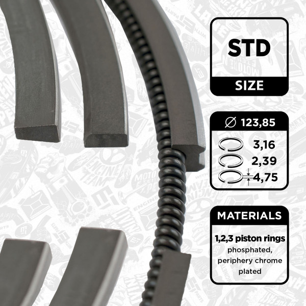 Piston Ring Kit - R1000200 ET ENGINETEAM - 5010284497, 5010284498, 5010284501