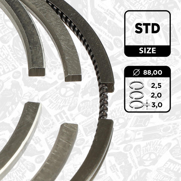 R1001000, Piston Ring Kit, Piston rings - 1 piston set, ET ENGINETEAM, Mercedes-Benz C/E Class/Vito/Sprinter 2,2CDI OM 646/647/648 2001+, 6460300324, 00136N0, 08-117900-00, 800048010000, 08-135600-00