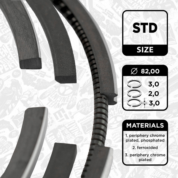 Piston Ring Kit - R1001900 ET ENGINETEAM - 60814738, 08-108000-00, 9-2089-00