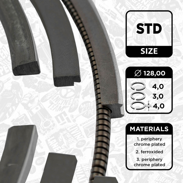 R1002900, Piston Ring Kit, Piston rings - 1 piston set, ET ENGINETEAM, MAN TGA/E 2000/F 2000/F 90 D 2866/2876 1986+, 51025030554, 51025030718, 51025030720, 51025030781, 51025030784, 51.02503.0554, 51.02503.0718, 51.02503.0720, 51.02503.0781, 51.02503.0784, 08-104300-00, 22701N0, 800030010000, 9-3131-00, 22904N0, 22905V0