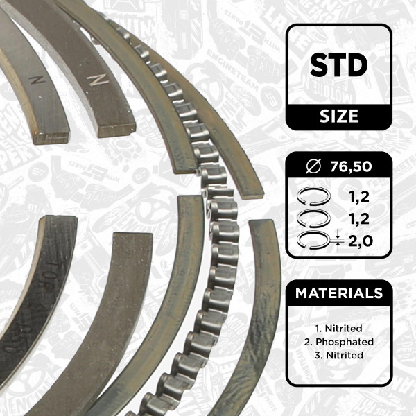 R1005800, Piston Ring Kit, Piston rings - 1 piston set, ET ENGINETEAM, Skoda VW Seat 1,4i 1997-2010, 036198151K, 02822N0, 08-436900-00, 800051440000, 9-5096-00, 800051410000