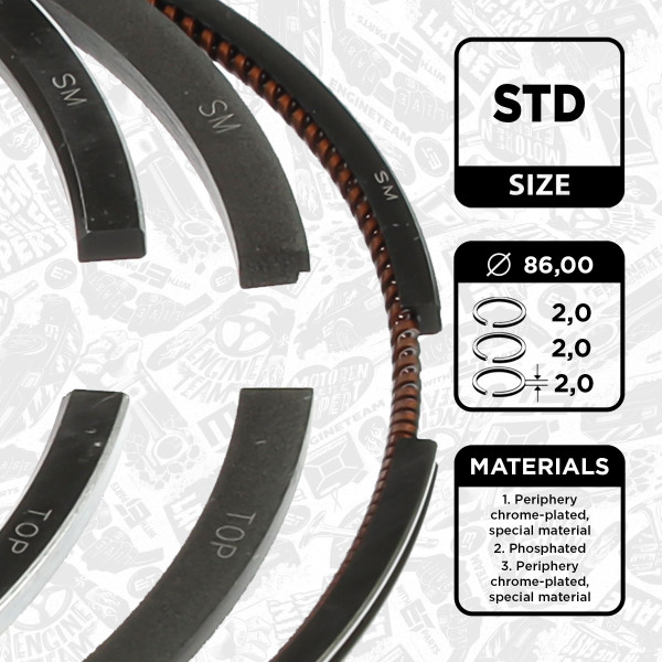 Piston Ring Kit - R1006900 ET ENGINETEAM - 013RS001140N0, 08-427700-00, 800075210000