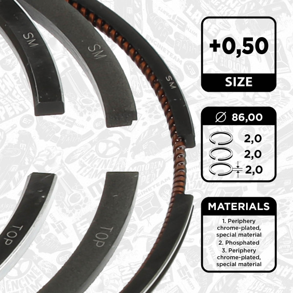 Piston Ring Kit - R1006950 ET ENGINETEAM - 08-427707-00, 800075210050