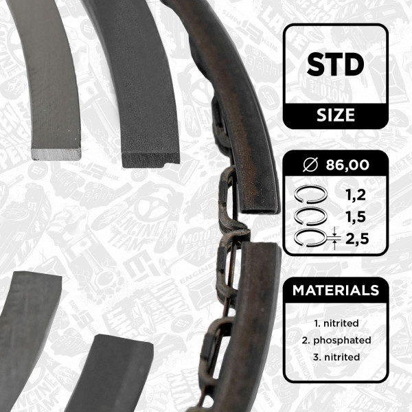 R1007400, Piston Ring Kit, Piston rings - 1 piston set, ET ENGINETEAM, Opel Astra G/Vectra/Zafira 2,0/2,2i 1999+, 01220N0, 800049110000, 800049140000