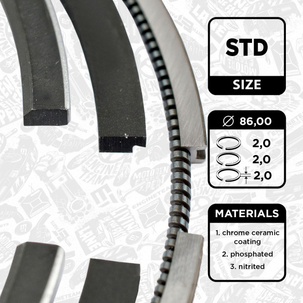 Piston Ring Kit - R1007500 ET ENGINETEAM - 08-140800-00, 800071510000