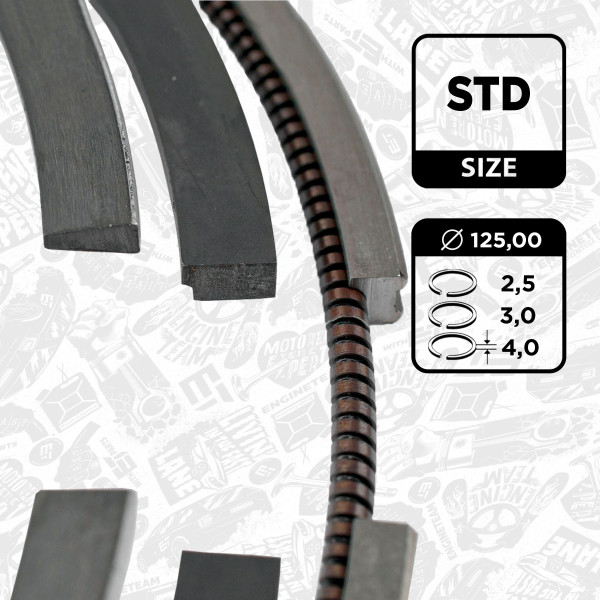 R1008600, Piston Ring Kit, Piston rings - 1 piston set, ET ENGINETEAM, Iveco Stralis AD/AS F3AE3681D 2006+, 2996143, 007RS001050N0, 240240, 800077910000