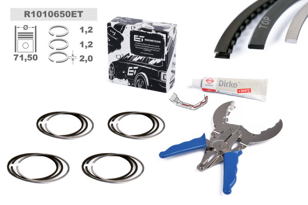 R1010650ET, Piston Ring Kit, Repair set - pistons rings (for 1 engine), ET ENGINETEAM, 800114111050