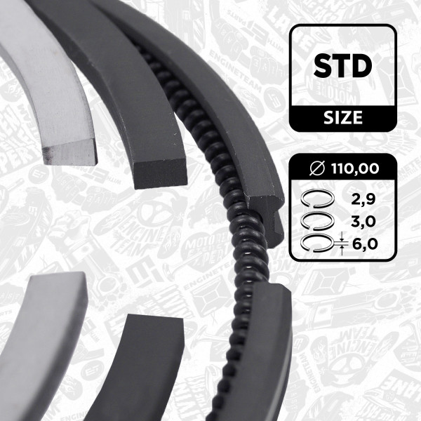 Piston Ring Kit - R1010800 ET ENGINETEAM - 640970000, 06-409700-00, 840970000