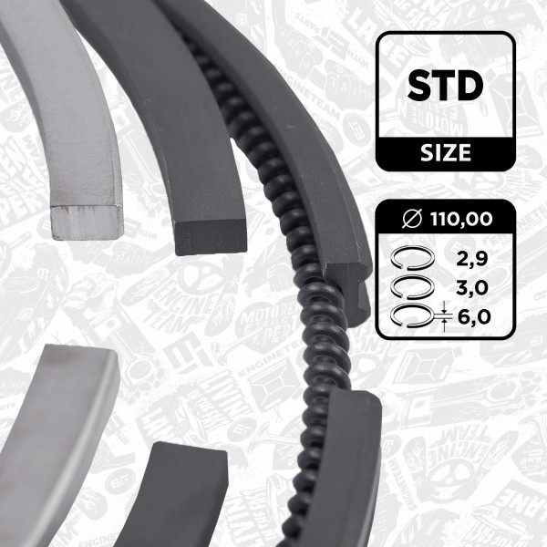 Piston Ring Kit - R1011100 ET ENGINETEAM - 834760010, 08-347600-10, 9320800