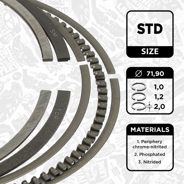 Piston Ring Kit - R1012000 ET ENGINETEAM - CM5Z6148C, 013RS101060N0