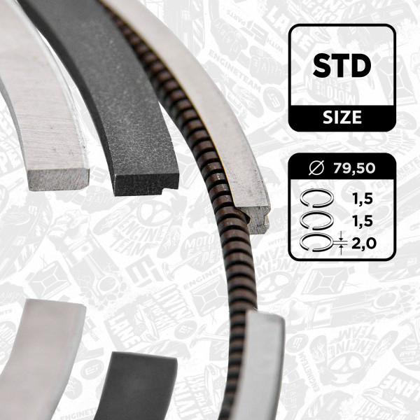 Piston Ring Kit - R1012300 ET ENGINETEAM - 71769849, 71773836, 71773932