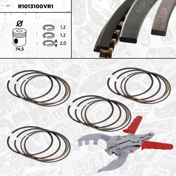 R1013100VR1, Piston Ring Kit, Repair set - pistons rings (for 1 engine), ET ENGINETEAM, 04E198151AB, 04E198151B, 04E198151F, 04E198151K, 04E198151M, 04E198151N