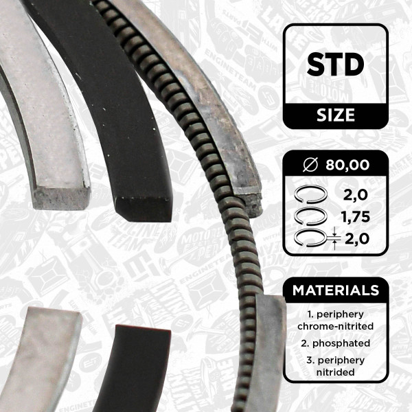 R1013300, Piston Ring Kit, Piston rings - 1 piston set, ET ENGINETEAM, 120330817R, 4407963, 6000616478, 6260300024, A6260300024, 95517814, 021RS001190N0, 800116010000