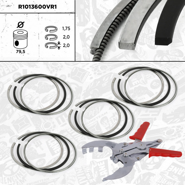 R1013600VR1, Piston Ring Kit, Repair set - pistons rings (for 1 engine), ET ENGINETEAM, 04L198151H, 04L198151A