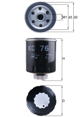 Kraftstofffilter - KC76 MAHLE - 09111096, 123828, 1457434286