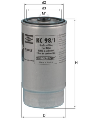 KC98/1, Fuel filter, Fuel filter, MAHLE, 13327786647, 1457434324, 2434400, 6640559320, ALG2266, BFF8060, CS486, F68261, FN485, H154WK, hdf530, P5655, QFF8252, V200627, WF8270, 7786647, WK845/5, WK845/6, WK845/7