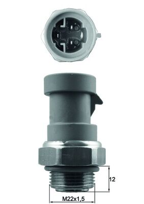 Temperaturschalter, Kühlerlüfter - TSW66 MAHLE - 0060809965, 126434, 7.5642
