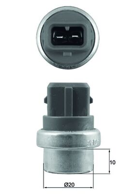 Sensor, coolant temperature - TSE23 MAHLE - 0025420718, 025906041A, 1669965