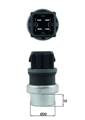Sensor, coolant temperature - TSE24 MAHLE - 1331294, 357919501A, 7.3146
