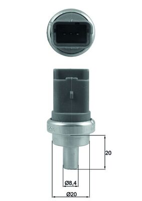 Sensor, coolant temperature - TSE18 MAHLE - 1338C0, 7.3293, 9633518580