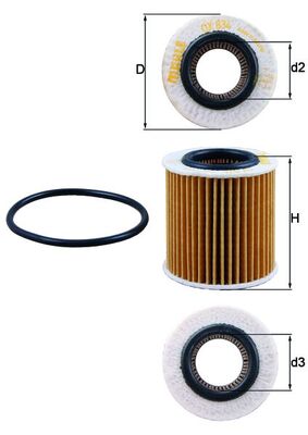 Ölfilter - OX834D MAHLE - 109647, 1720612, 25.191.00